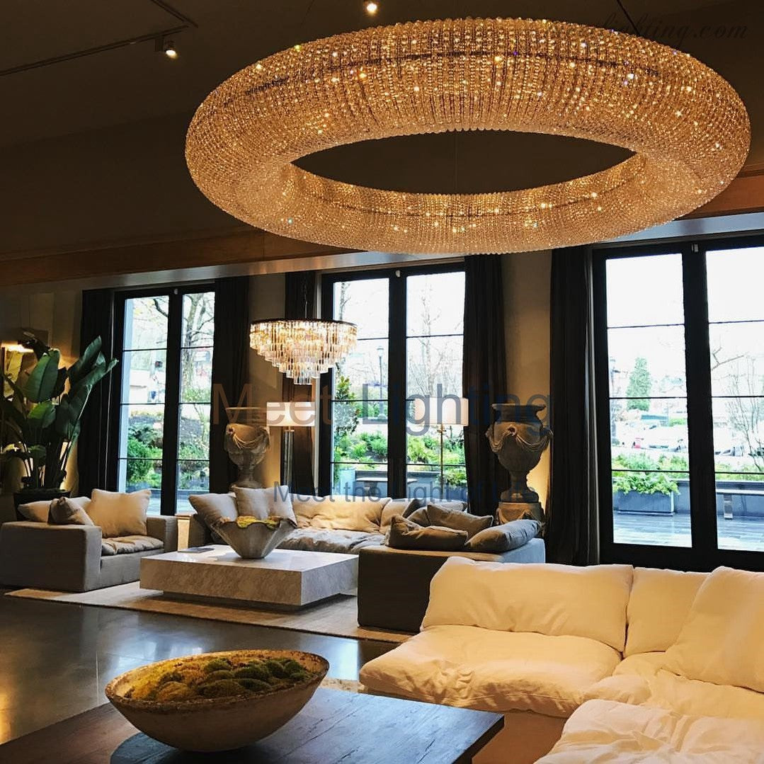Halo Crystal Aperture Round Chandelier D59"-MEET LIGHTING