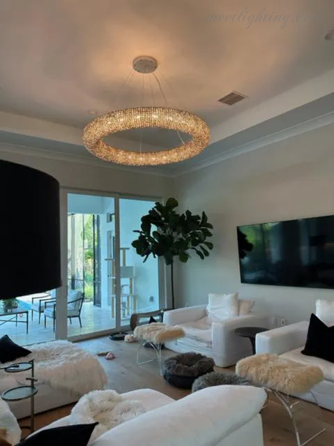 Halo Crystal Aperture Round Chandelier D72"-MEET LIGHTING