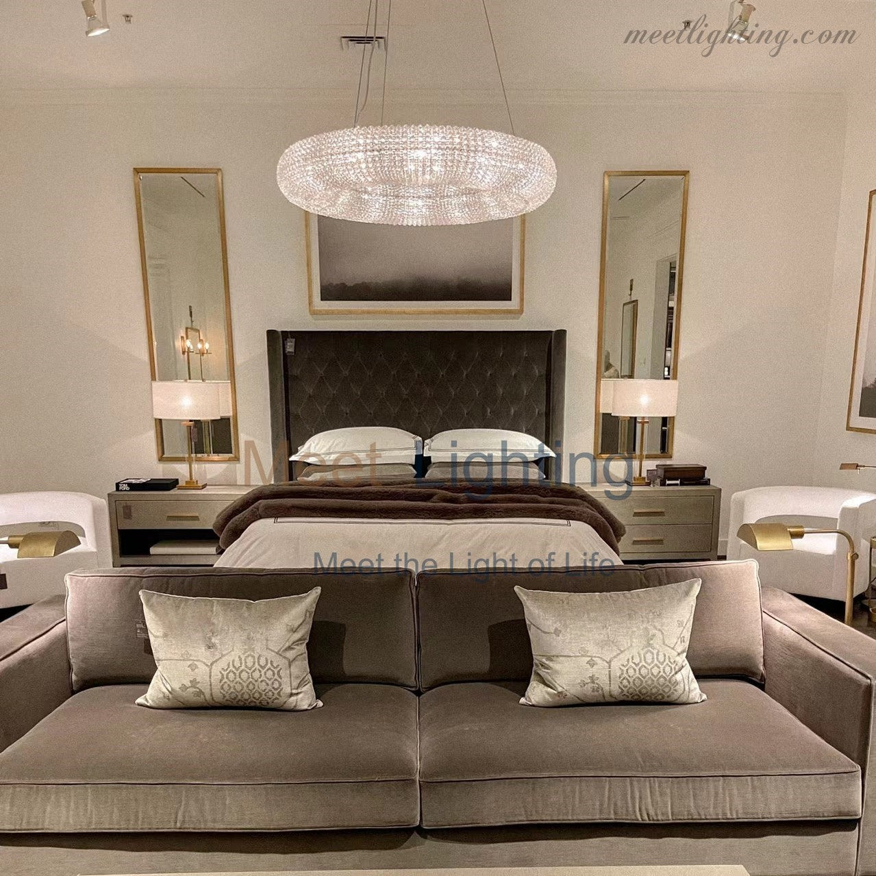 Halo Crystal Aperture Round Chandelier D72"-MEET LIGHTING