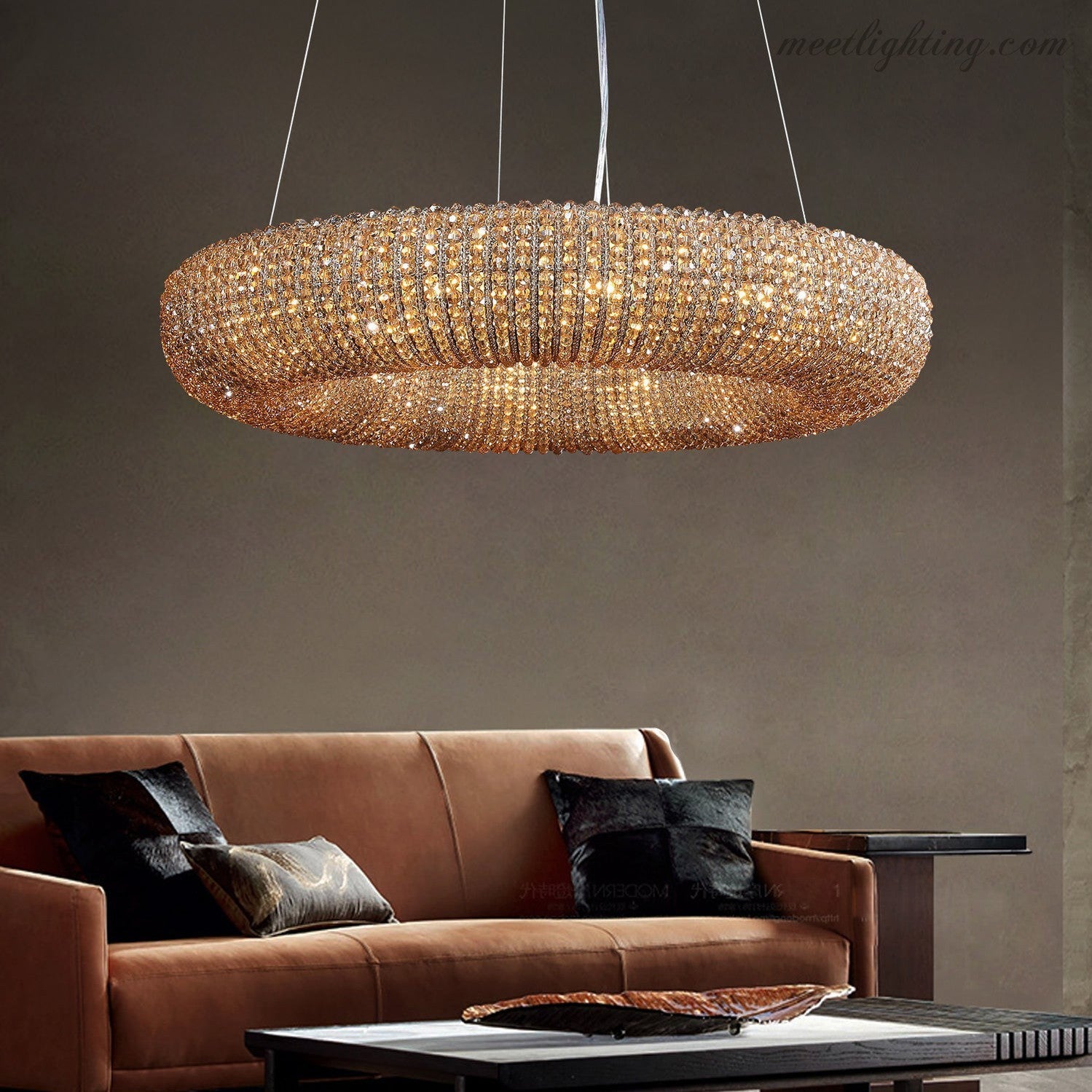 Halo Crystal Aperture Round Chandelier D72"-MEET LIGHTING