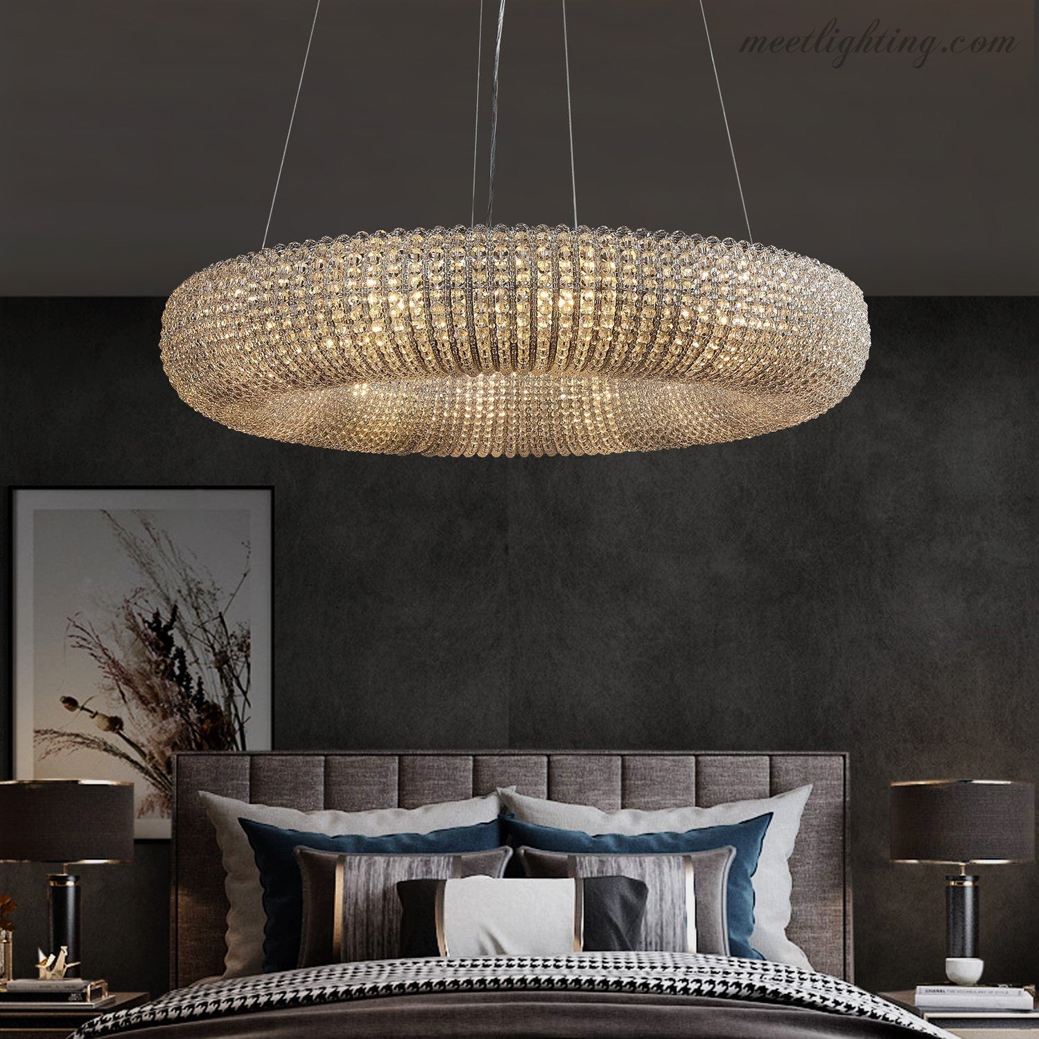 Halo Crystal Aperture Round Chandelier D72"-MEET LIGHTING
