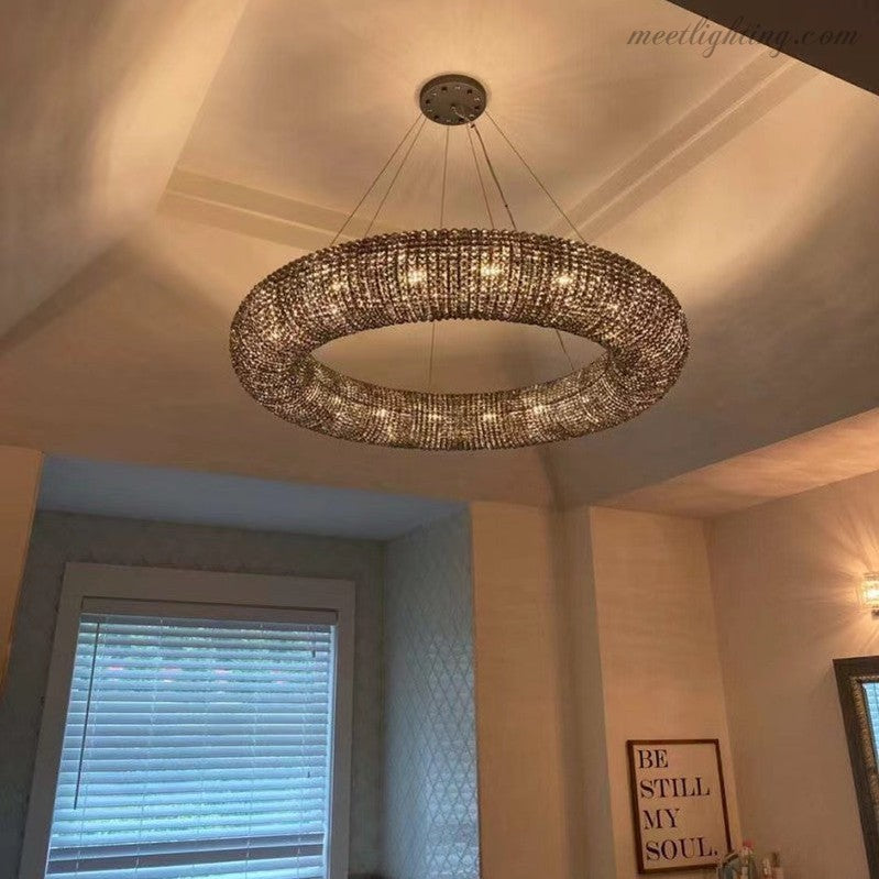Halo Crystal Aperture Round Chandelier D72"-MEET LIGHTING
