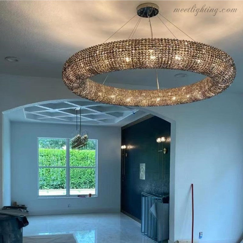 Halo Crystal Aperture Round Chandelier D72"-MEET LIGHTING