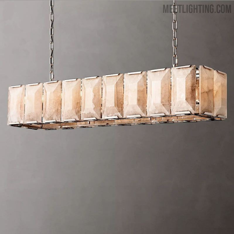 Harlow Calcite Rectangular Chandelier 62"-MEET LIGHTING