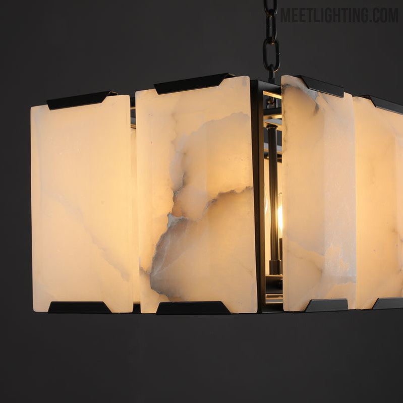 Harlow Calcite Rectangular Chandelier 74"-MEET LIGHTING