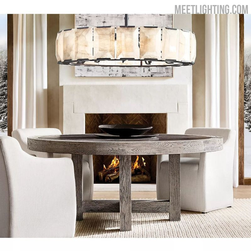 Harlow Calcite Round Chandelier 31"-MEET LIGHTING
