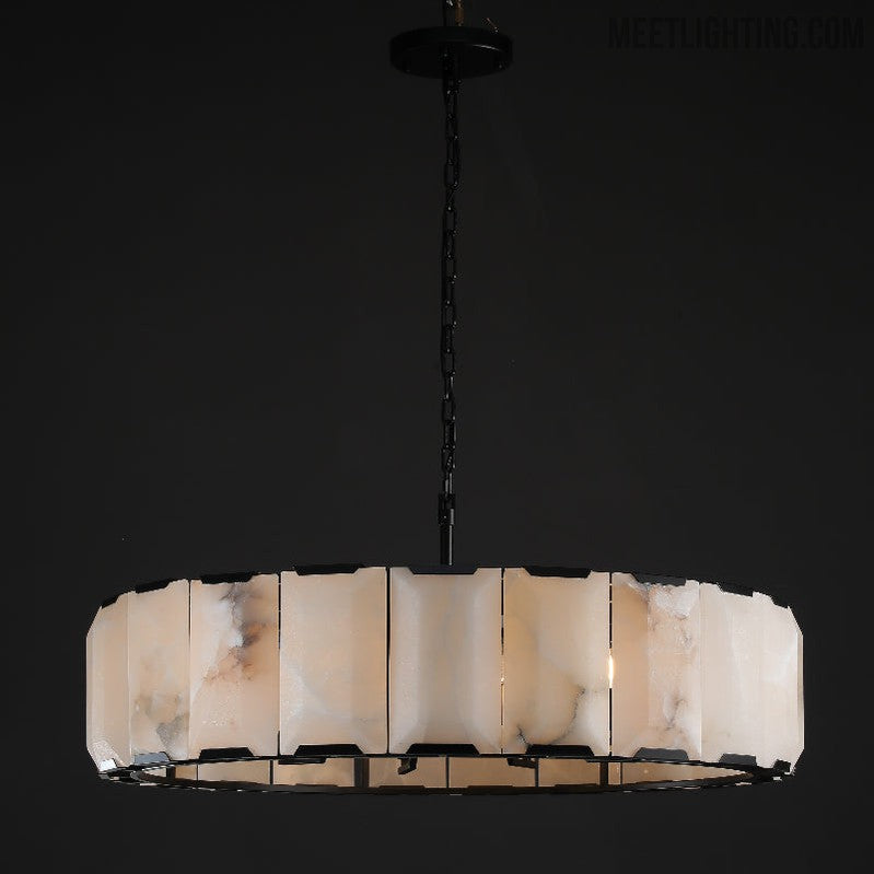 Harlow Calcite Round Chandelier 31"-MEET LIGHTING