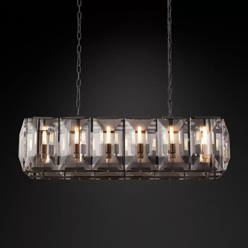 Harlow Crystal Rectangular Chandelier 42"-MEET LIGHTING