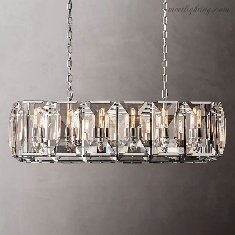 Harlow Crystal Rectangular Chandelier 42"-MEET LIGHTING