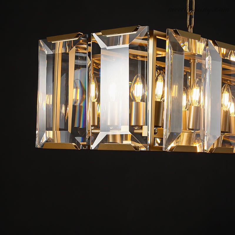 Harlow Crystal Rectangular Chandelier 74"-MEET LIGHTING