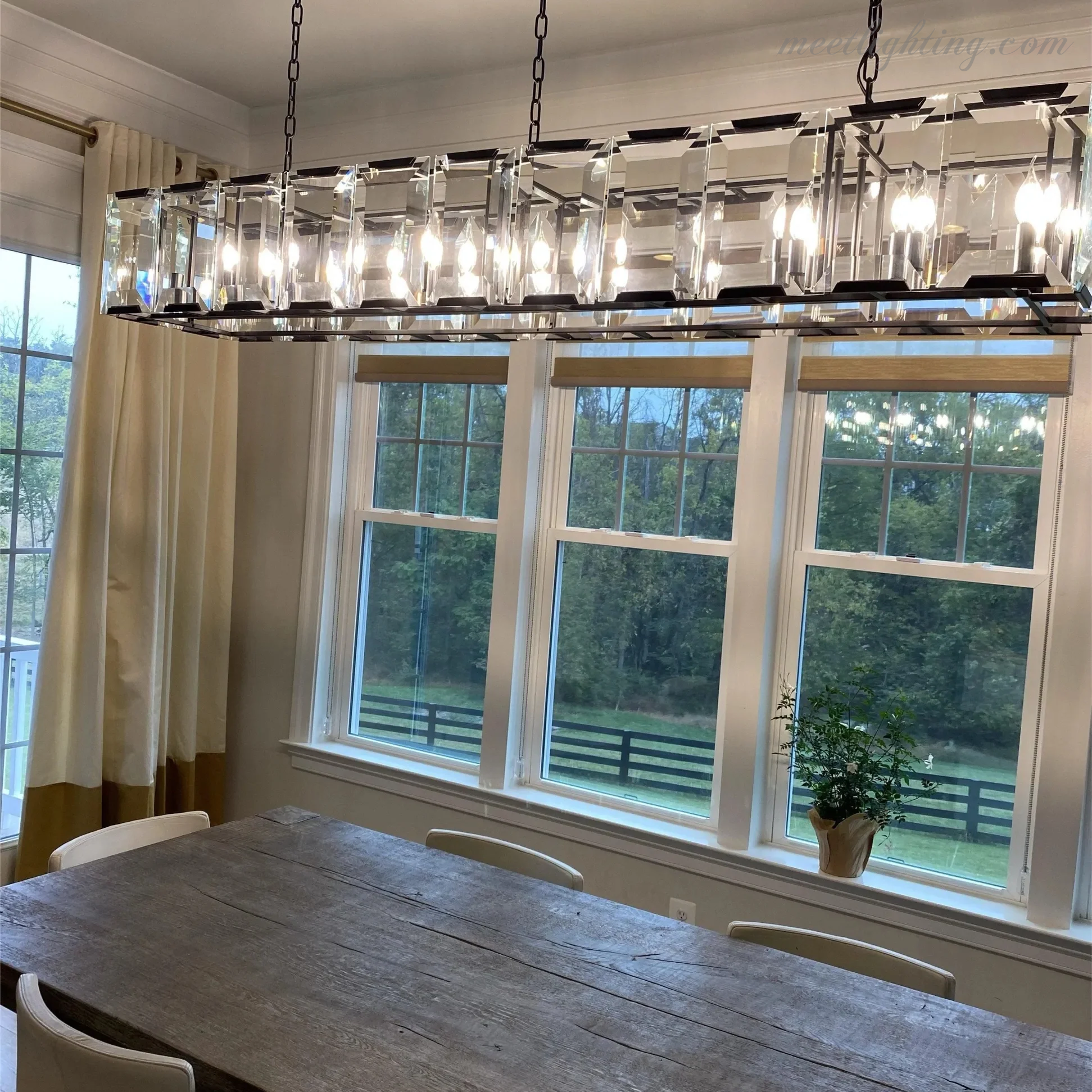 Harlow Crystal Rectangular Chandelier 74"-MEET LIGHTING