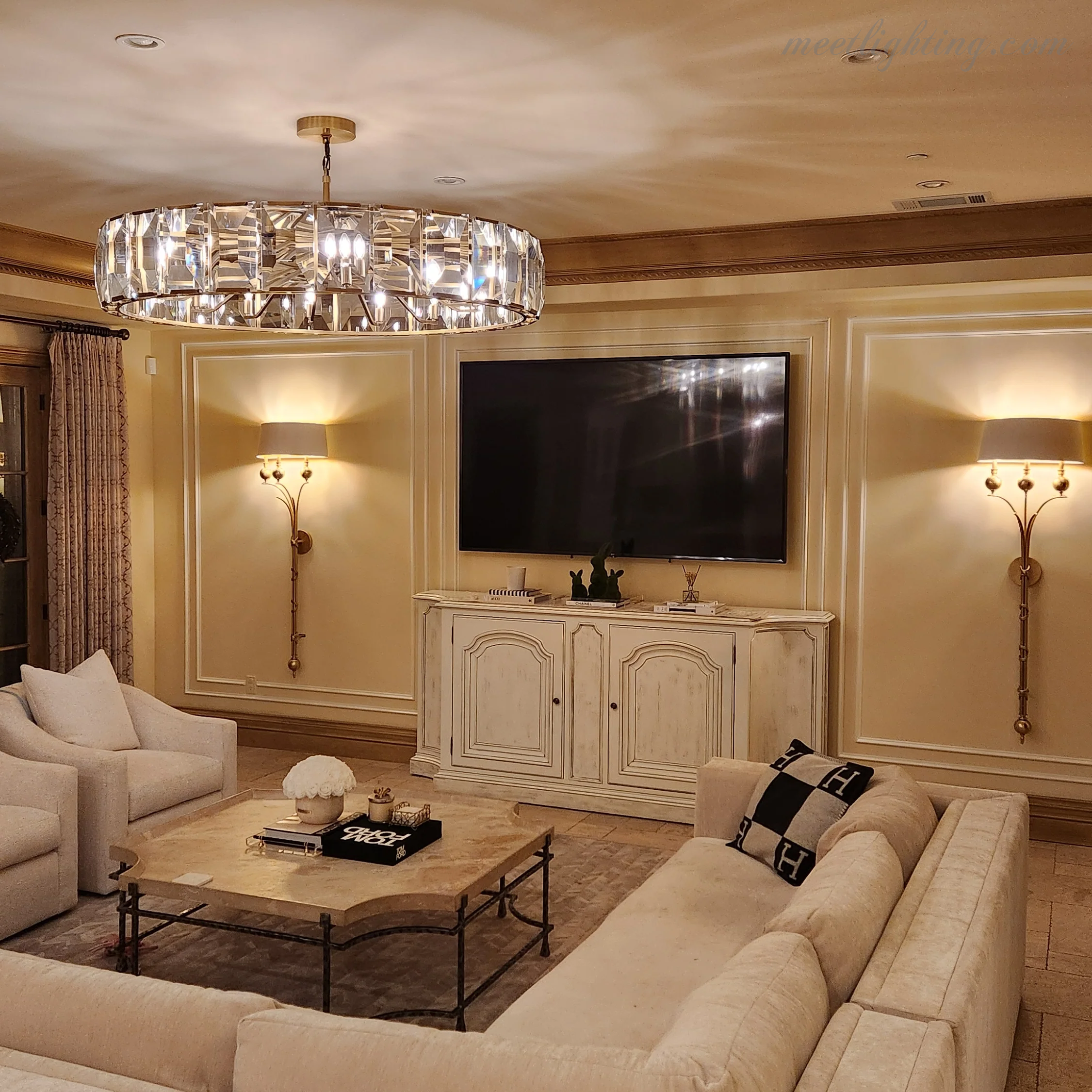 Harlow Crystal Round Chandelier 60"-MEET LIGHTING