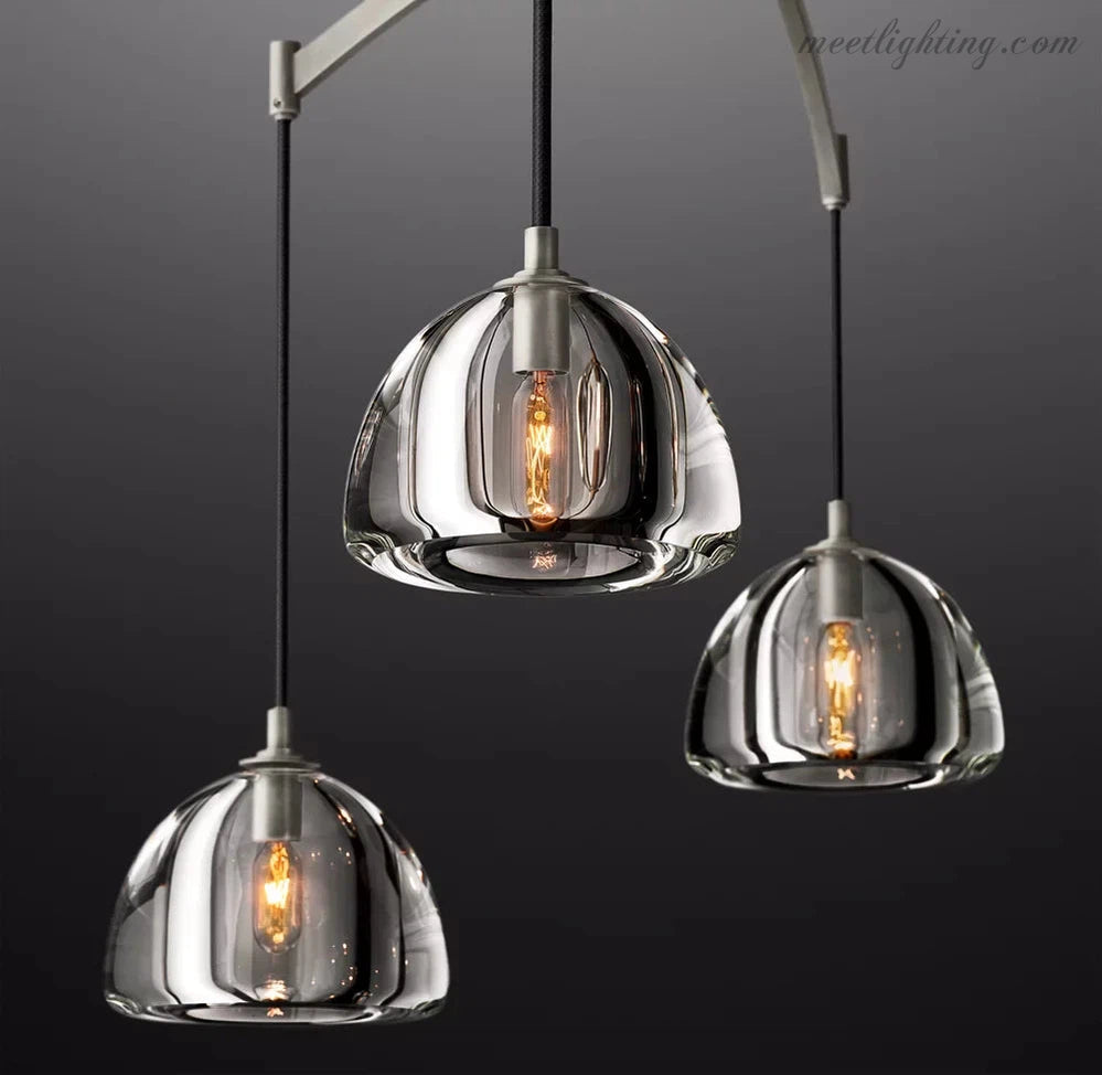 Hemisphere Modern Glass Linear Chandelier 54''-MEET LIGHTING