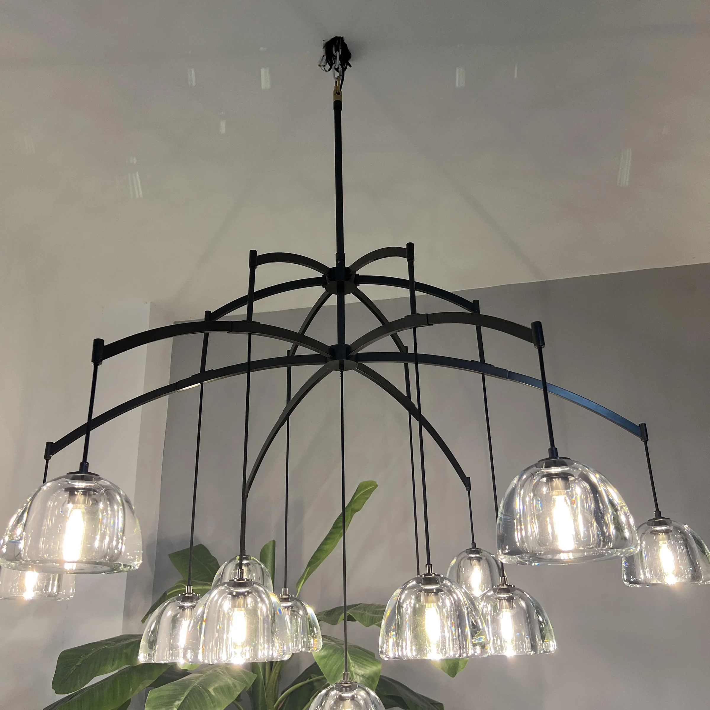 Hemisphere Modern Glass Linear Chandelier 54''-MEET LIGHTING