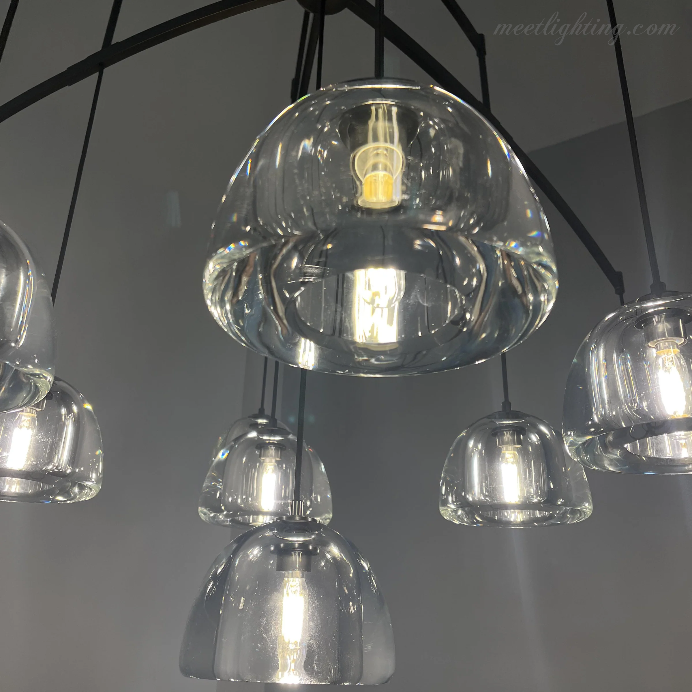 Hemisphere Modern Glass Linear Chandelier 54''-MEET LIGHTING