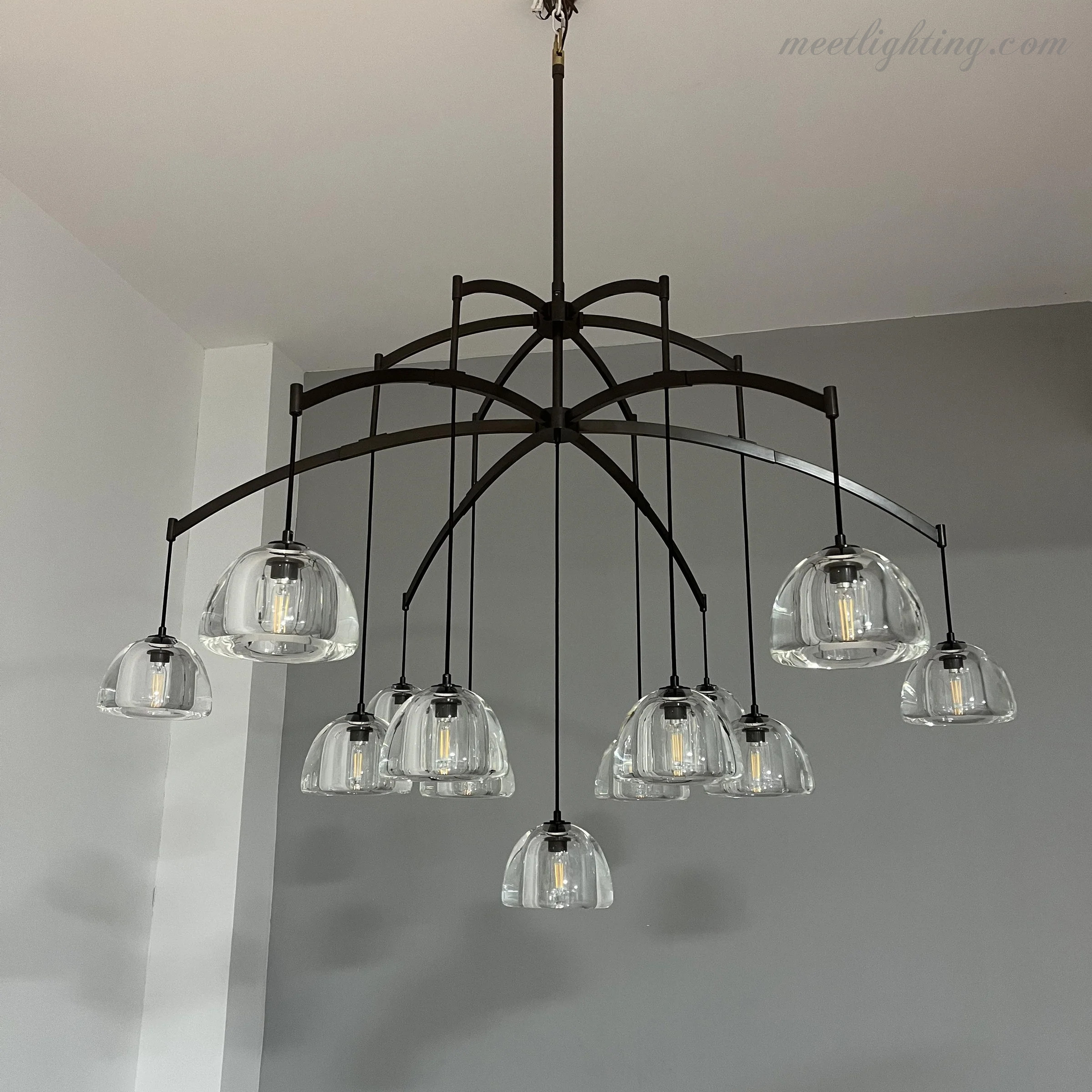 Hemisphere Modern Glass Linear Chandelier 72''-MEET LIGHTING