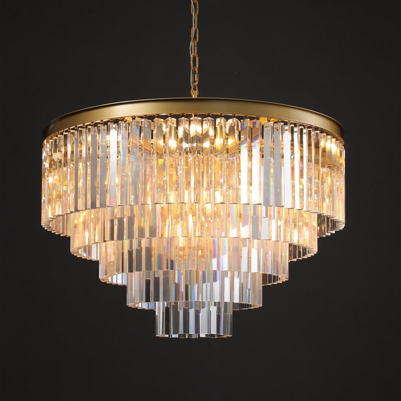 1920s K9 Crystal Round Chandelier Flushmount
