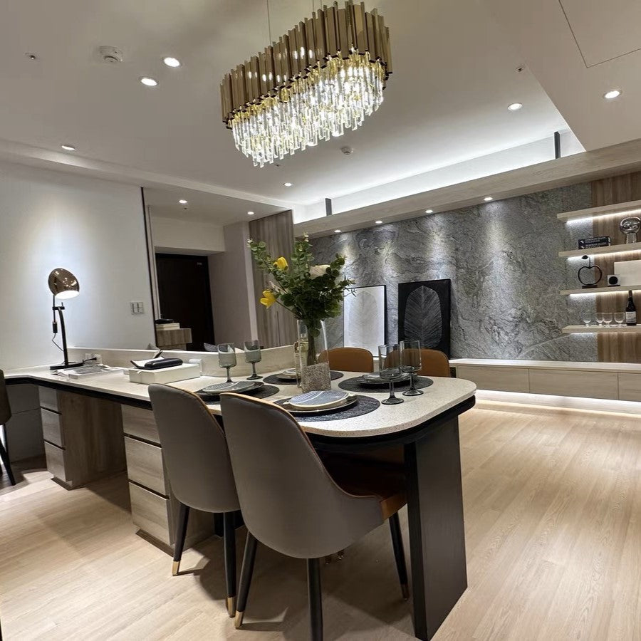 Gold/Silver Round Modern Tiered Metal Crystal Chandelier-MEET LIGHTING