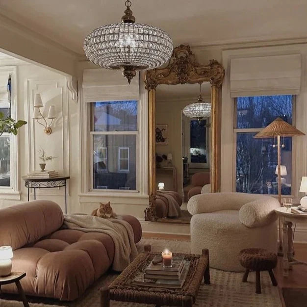 French Empire Vintage Bead Ellipsoid Crystal Chandelier for Living Room/Bedroom-MEET LIGHTING