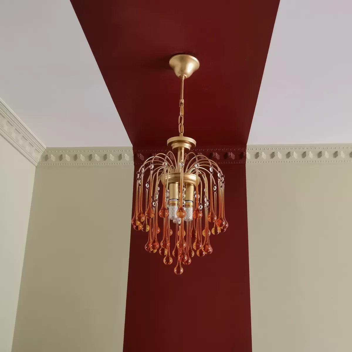 French Style Bedroom Small Creative Chandelier Vintage Romantic Warm Vibe Amber Waterdrop Light Fixture for Restaurant Dining Room Kids Room-MEET LIGHTING