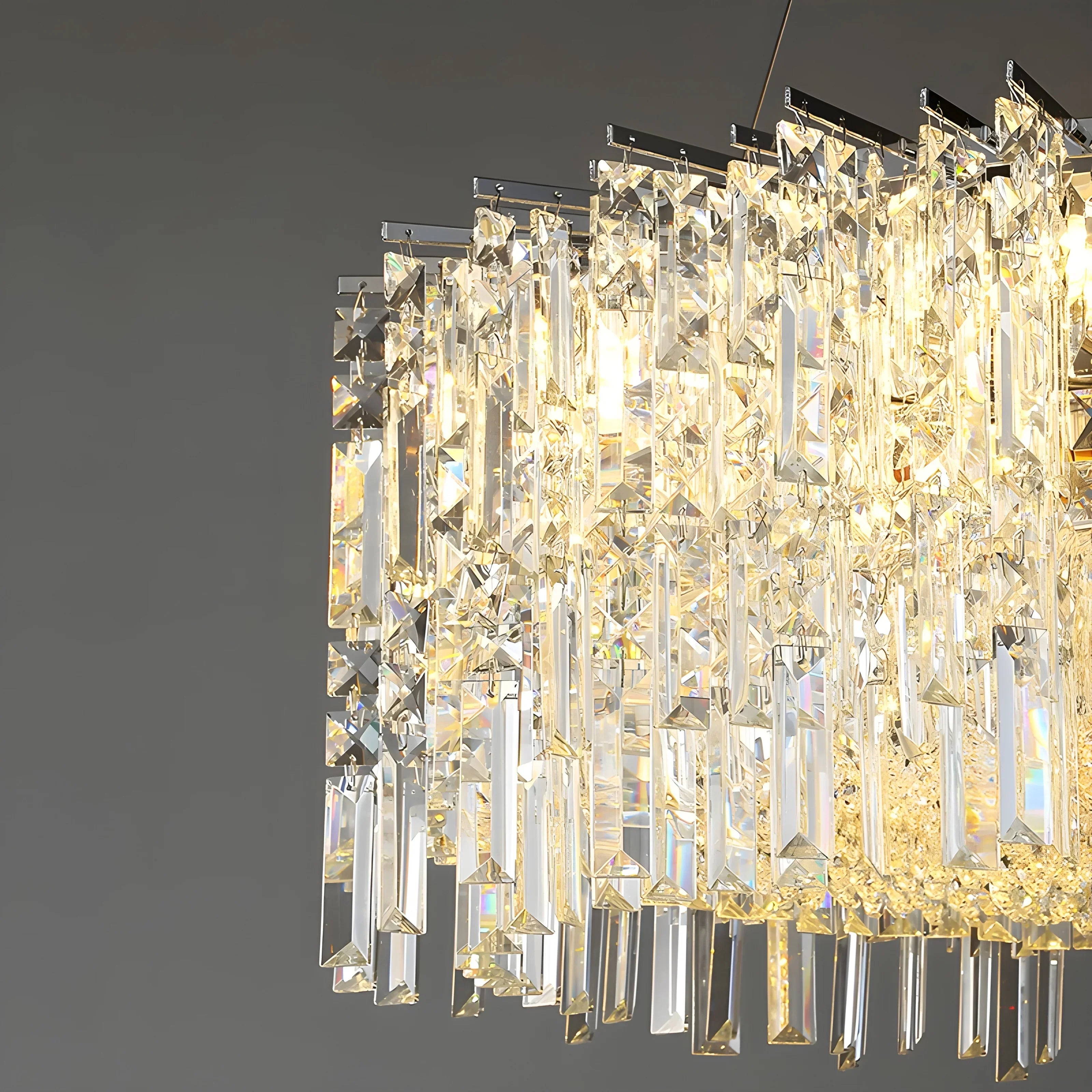 Chrome Silver Stylish Round Crystal Chandelier Modern Ceiling Pendant Light For Living Room/ Bedroom-MEET LIGHTING