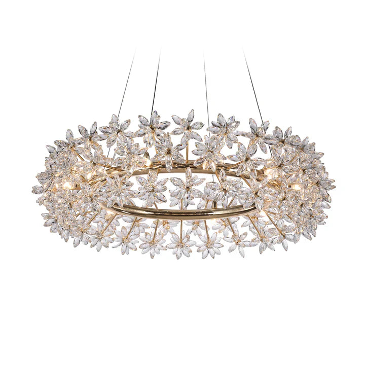 Modern Art Design Round Crystal Flower Chandelier for Bedroom/Living Room-MEET LIGHTING