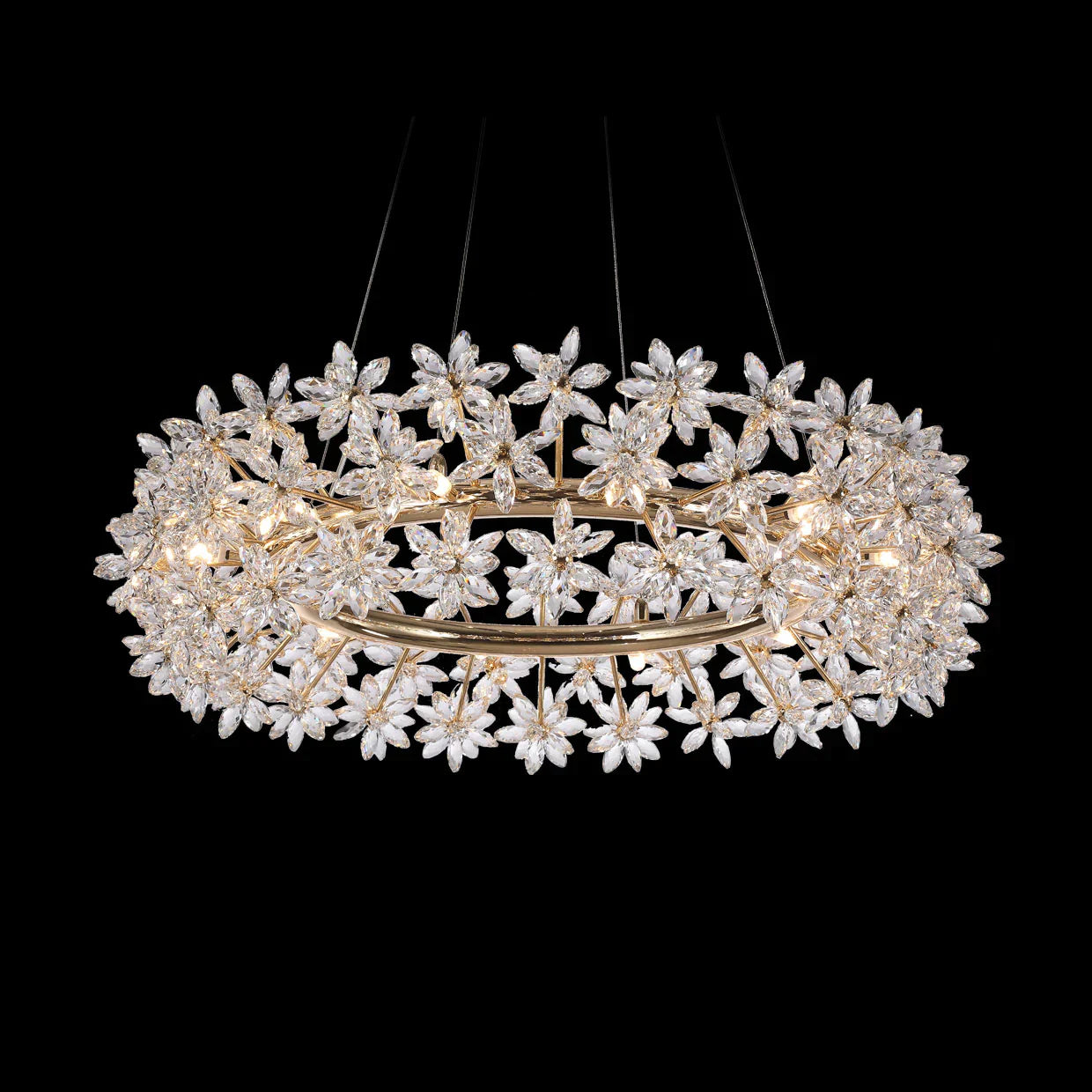 Modern Art Design Round Crystal Flower Chandelier for Bedroom/Living Room-MEET LIGHTING