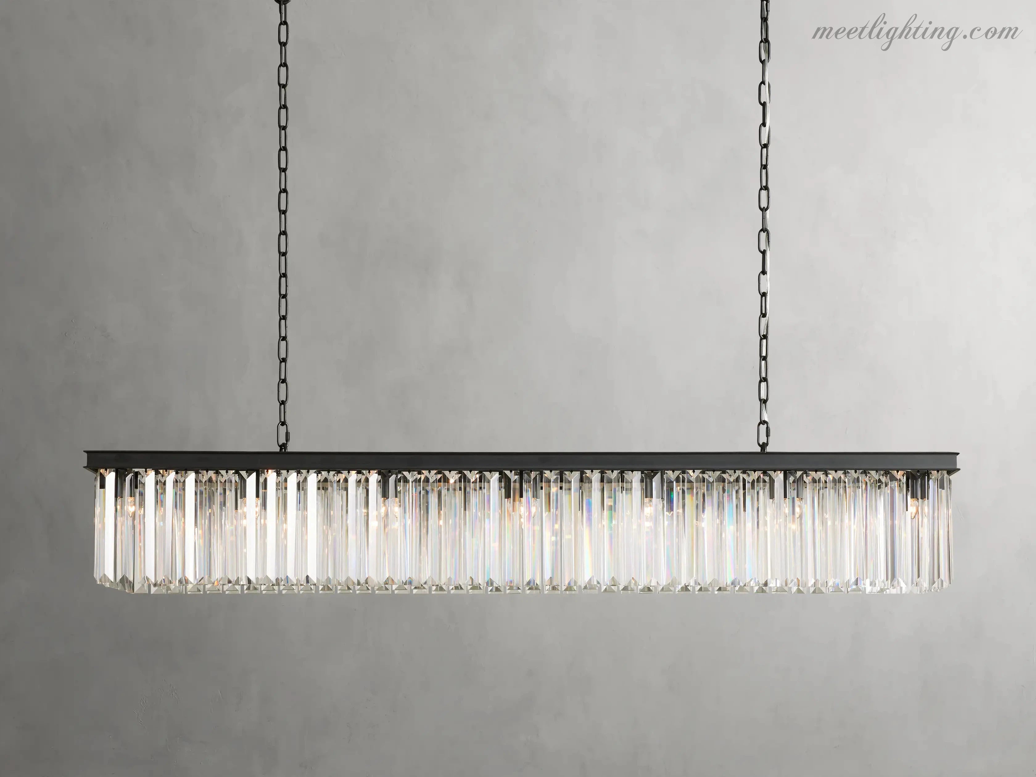 Leyland Rectangular Crystal Chandelier-MEET LIGHTING