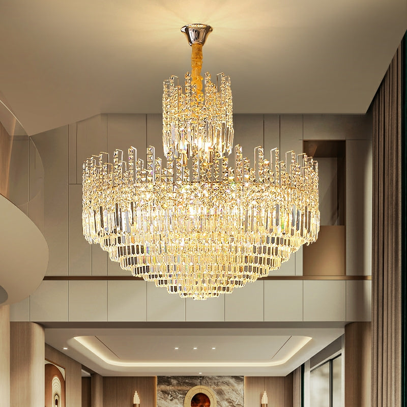 Luxury Hotel Hallway Ceiling Lighting Fixture Large Round Crystal Chandelier For Foyer Living Room Staircase-MEET LIGHTING
