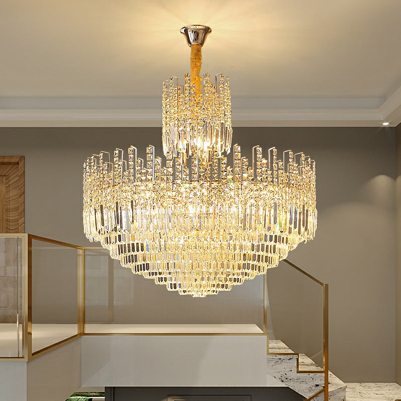 Luxury Hotel Hallway Ceiling Lighting Fixture Large Round Crystal Chandelier For Foyer Living Room Staircase-MEET LIGHTING