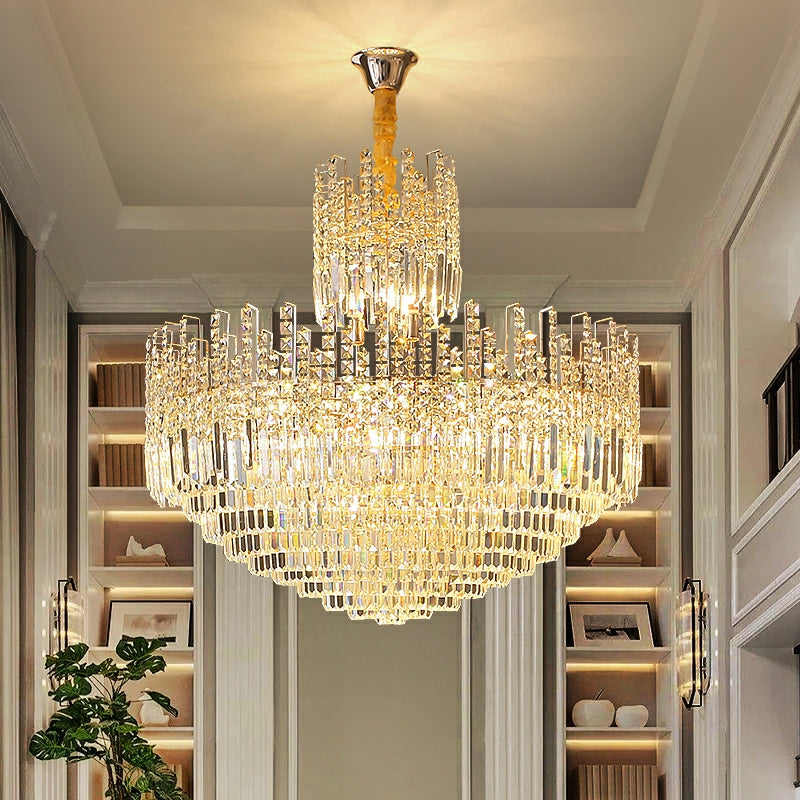 Luxury Hotel Hallway Ceiling Lighting Fixture Large Round Crystal Chandelier For Foyer Living Room Staircase-MEET LIGHTING