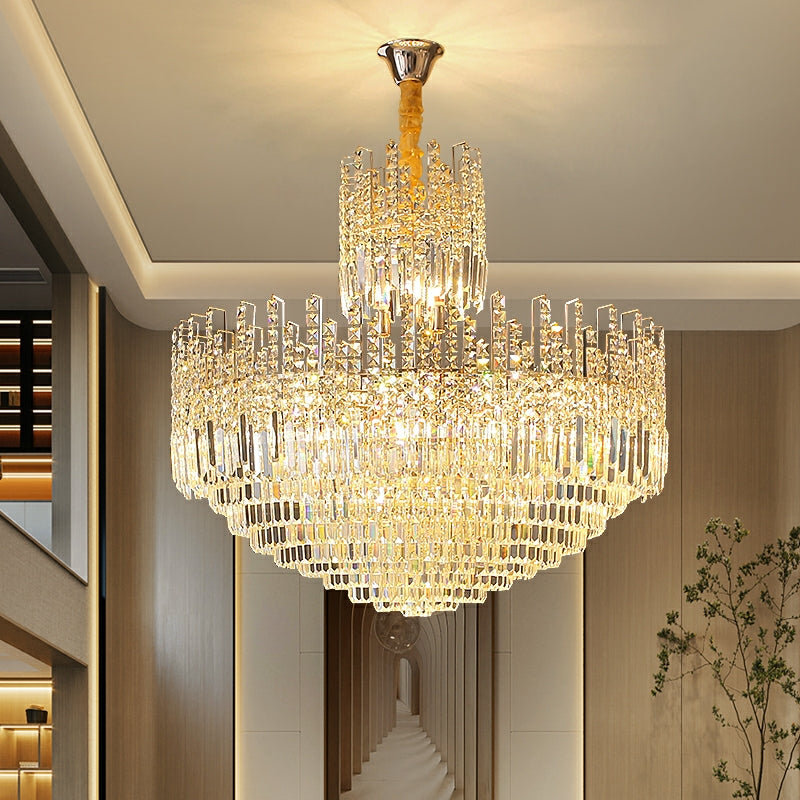 Luxury Hotel Hallway Ceiling Lighting Fixture Large Round Crystal Chandelier For Foyer Living Room Staircase-MEET LIGHTING