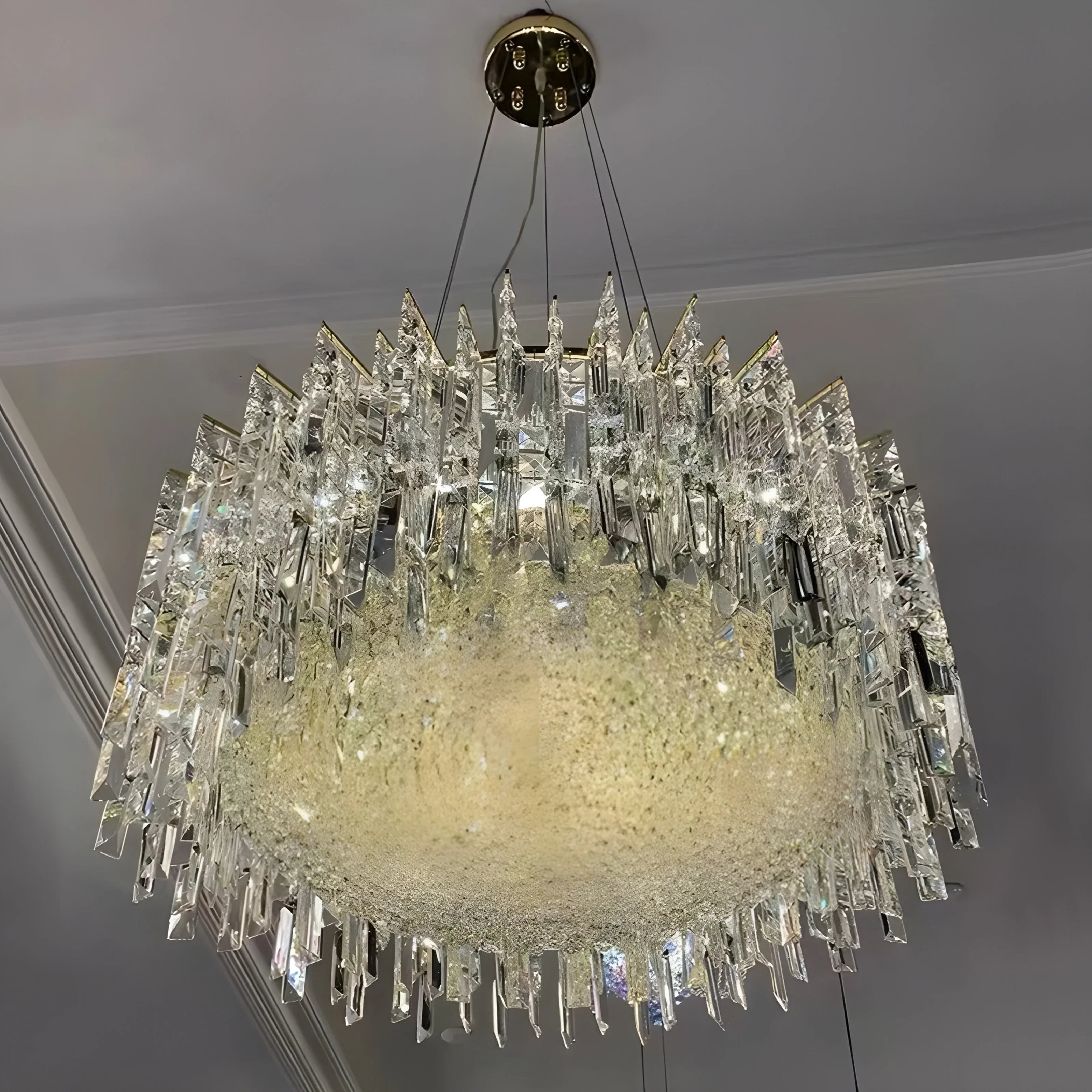Chrome Silver Stylish Round Crystal Chandelier Modern Ceiling Pendant Light For Living Room/ Bedroom-MEET LIGHTING