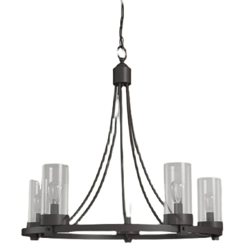 Matte Black/ Chrome Farmhouse Chandeliers 5-Light Wagon Wheel North American Traditional Patio Ceiling Lights-MEET LIGHTING