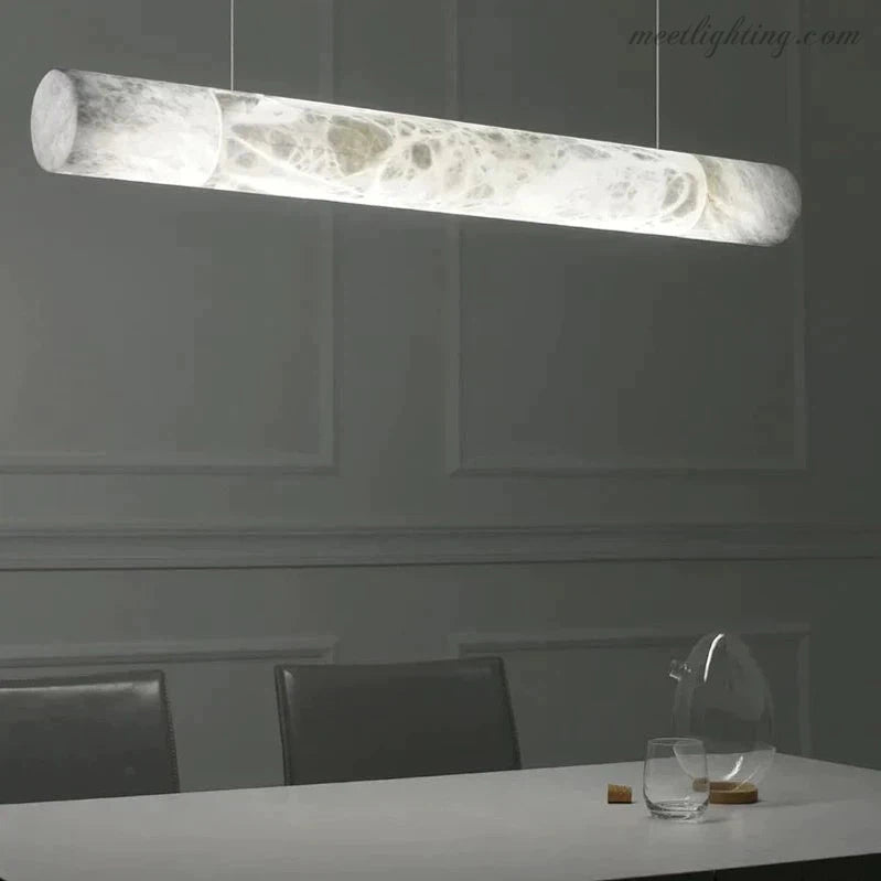 Metal Alabaster Cylindrical Chandelier 4''D 47.2"L-MEET LIGHTING