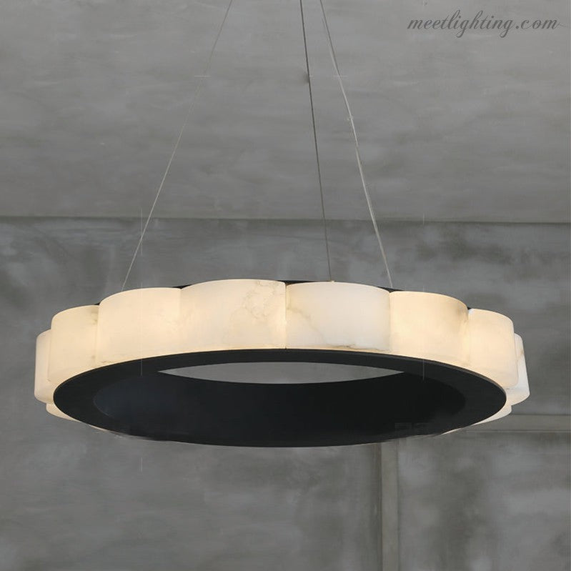 Moden Alabaster Round Chandelier Black-MEET LIGHTING