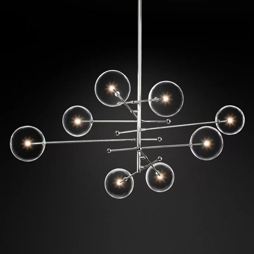 Modern Glass Globe Eight-Arm Chandelier 79"-MEET LIGHTING
