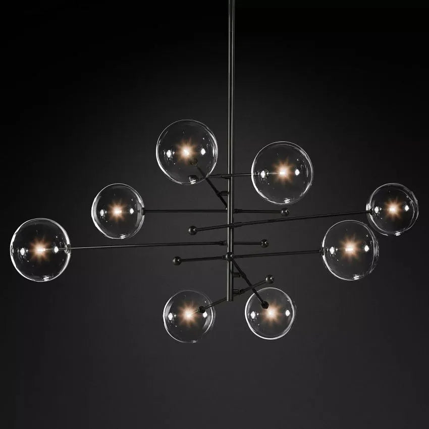 Modern Glass Globe Eight-Arm Chandelier 79"-MEET LIGHTING