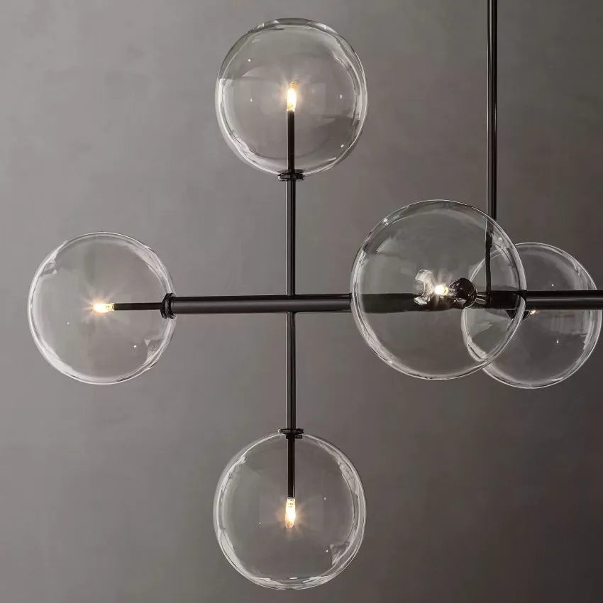 Modern Glass Globe Linear Chandelier 58"-MEET LIGHTING
