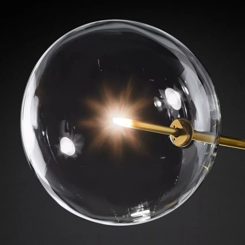 Modern Glass Globe Six-Arm Chandelier 54"-MEET LIGHTING
