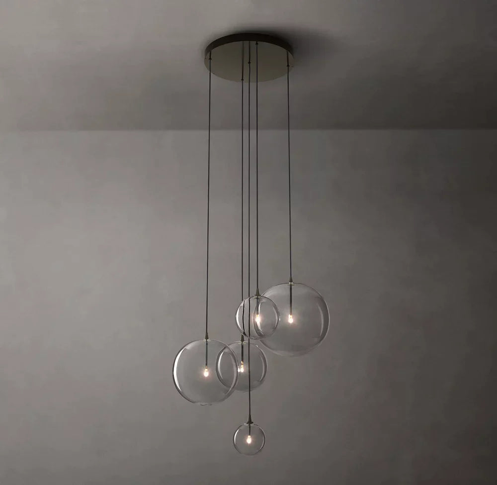 Modern Round Glass Globe Cluster Chandelier 28"-MEET LIGHTING
