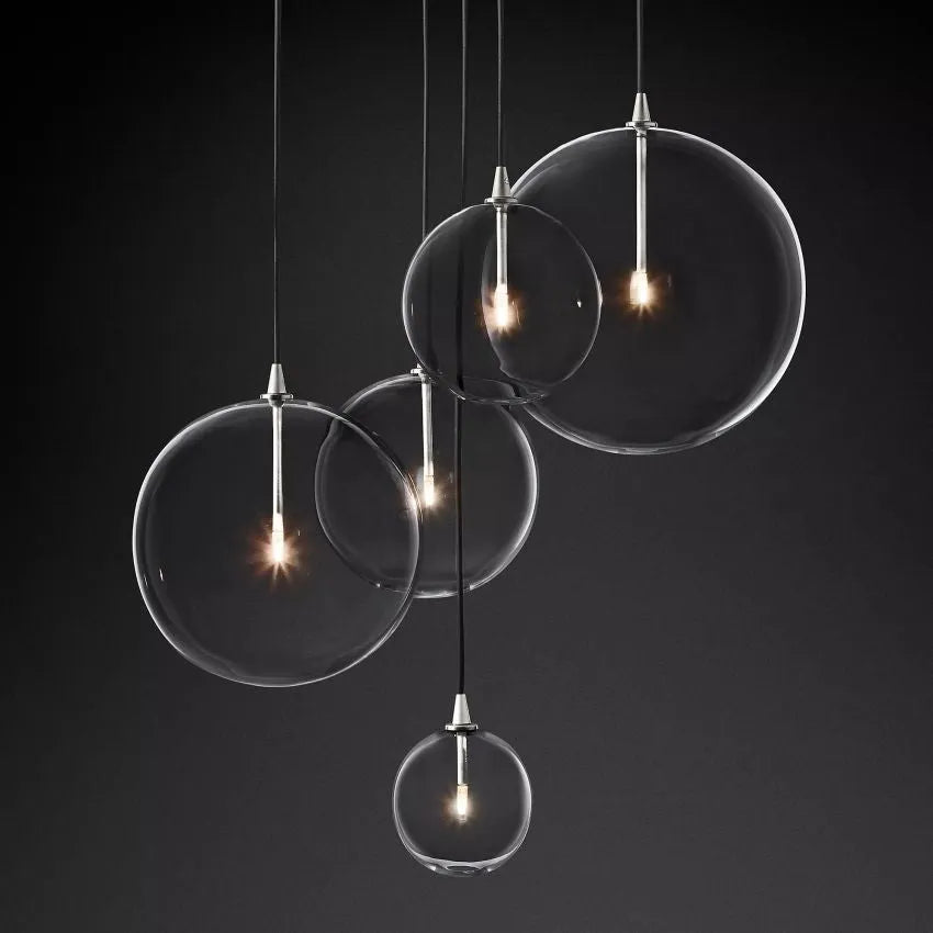Modern Round Glass Globe Cluster Chandelier 28"-MEET LIGHTING