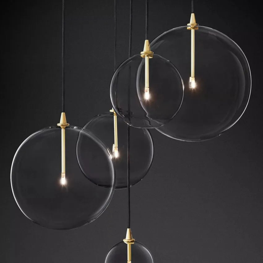Modern Round Glass Globe Cluster Chandelier 28"-MEET LIGHTING