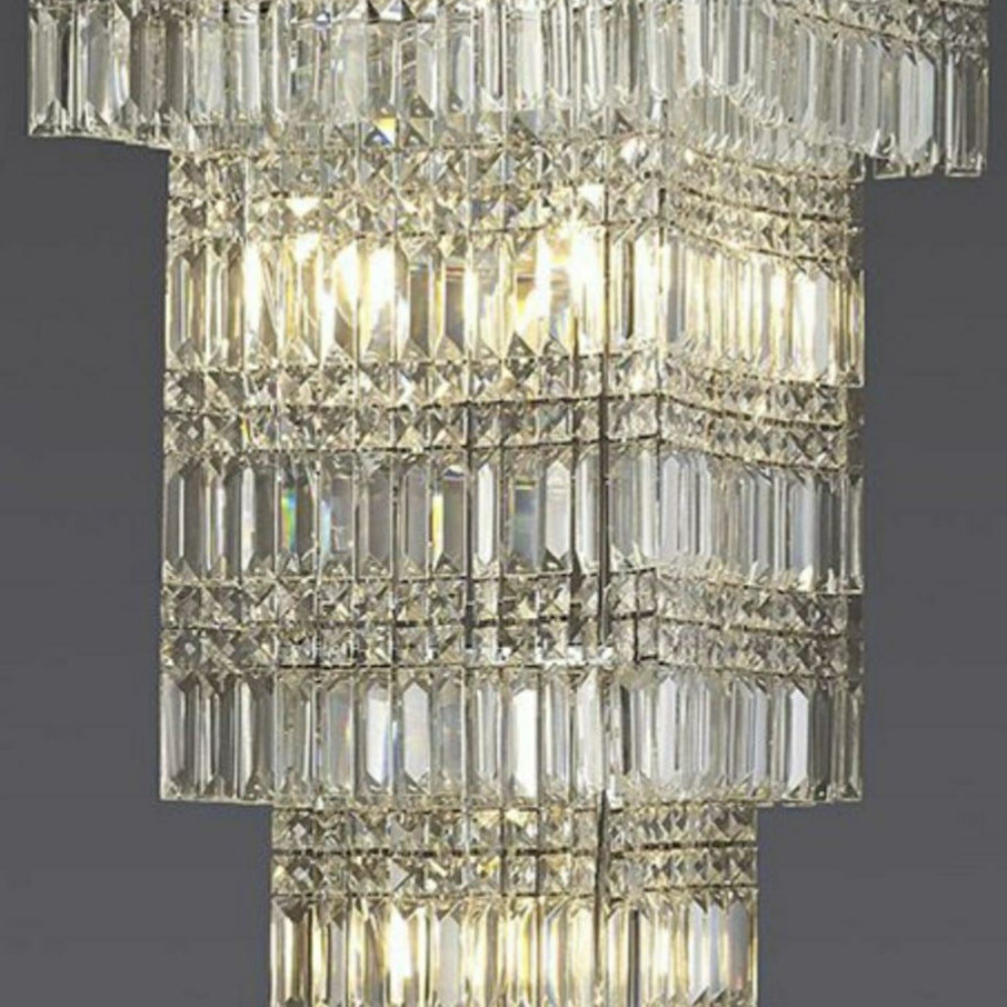 Extra Large Foyer Vertical Layers K9 Crystal Chandelier Chrome Ceiling Lighting Fixture For Staircase Entryway Decor-MEET LIGHTING