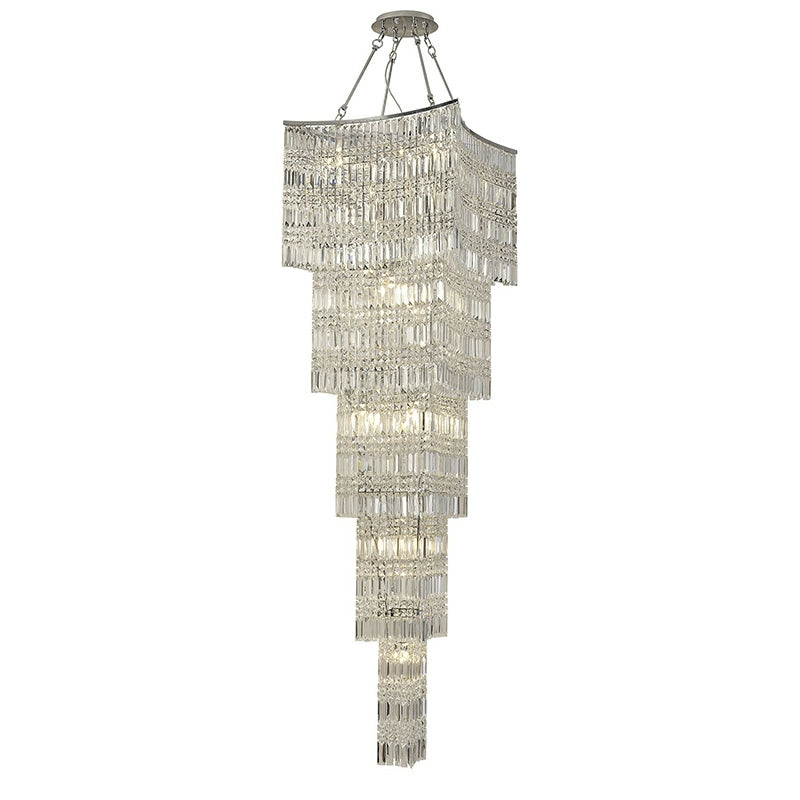 Extra Large Foyer Vertical Layers K9 Crystal Chandelier Chrome Ceiling Lighting Fixture For Staircase Entryway Decor-MEET LIGHTING