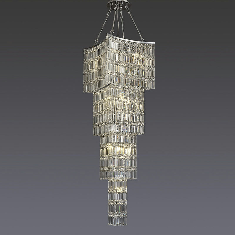 Extra Large Foyer Vertical Layers K9 Crystal Chandelier Chrome Ceiling Lighting Fixture For Staircase Entryway Decor-MEET LIGHTING