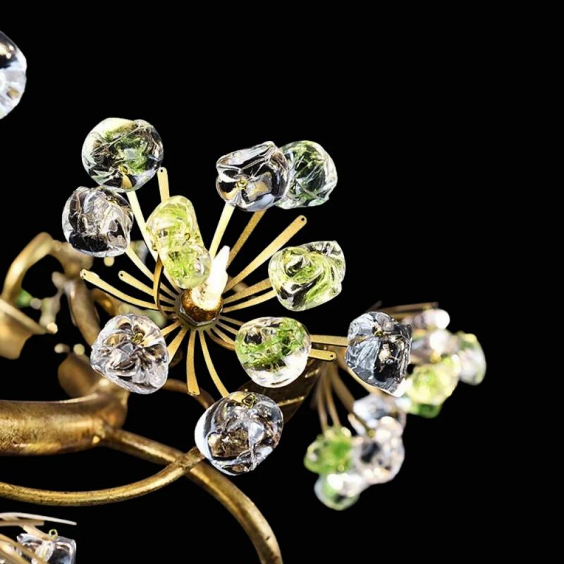 Modes Brass Ring Stone Flower Chandelier-MEET LIGHTING