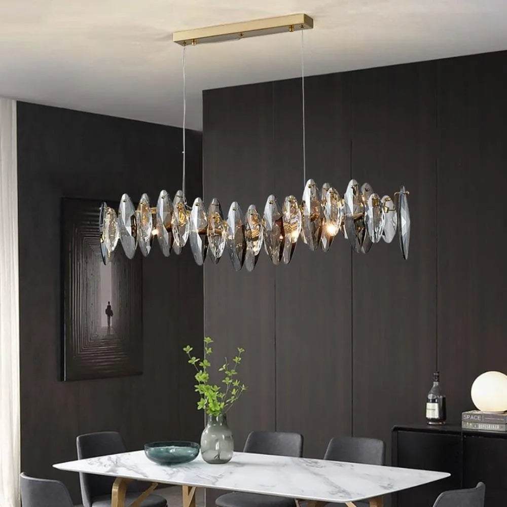 Multi-Sided Crystal Linear Chandelier-MEET LIGHTING