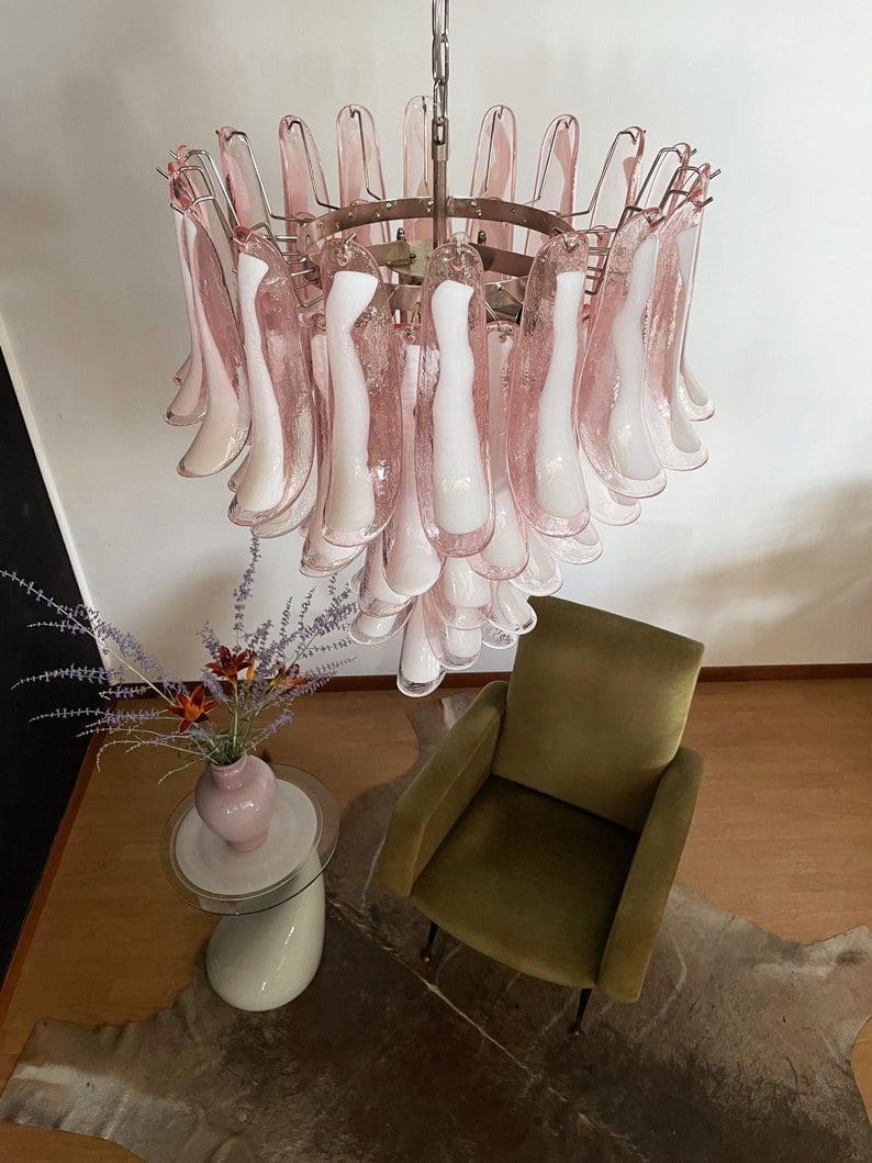 Murano Chandelier – 52 petals – Pink