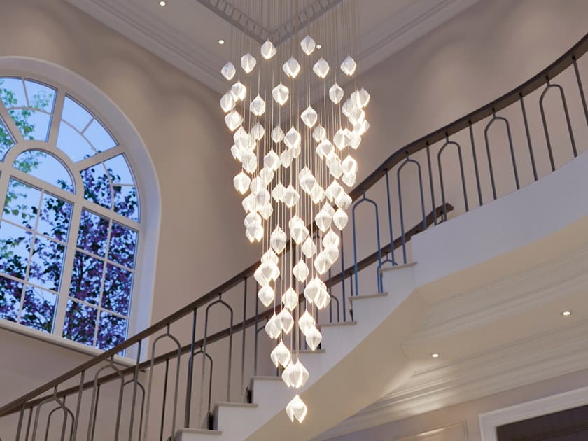 Nordic Magnolia Flower Ceramics Chandelier with Round Canopy-MEET LIGHTING